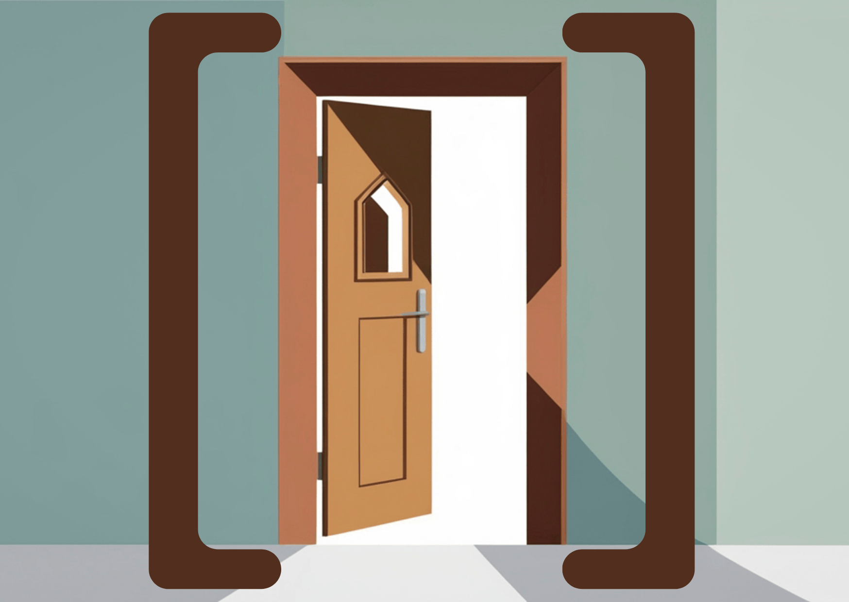Cartoon door with two large brackets around it