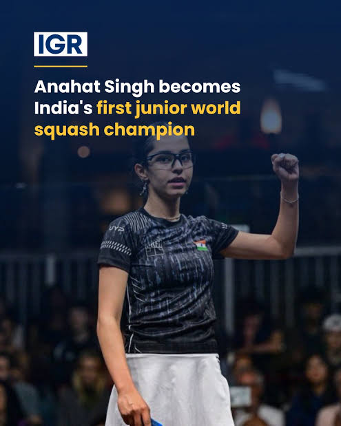 Young Indian squash champion playing an intense match on a professional squash court