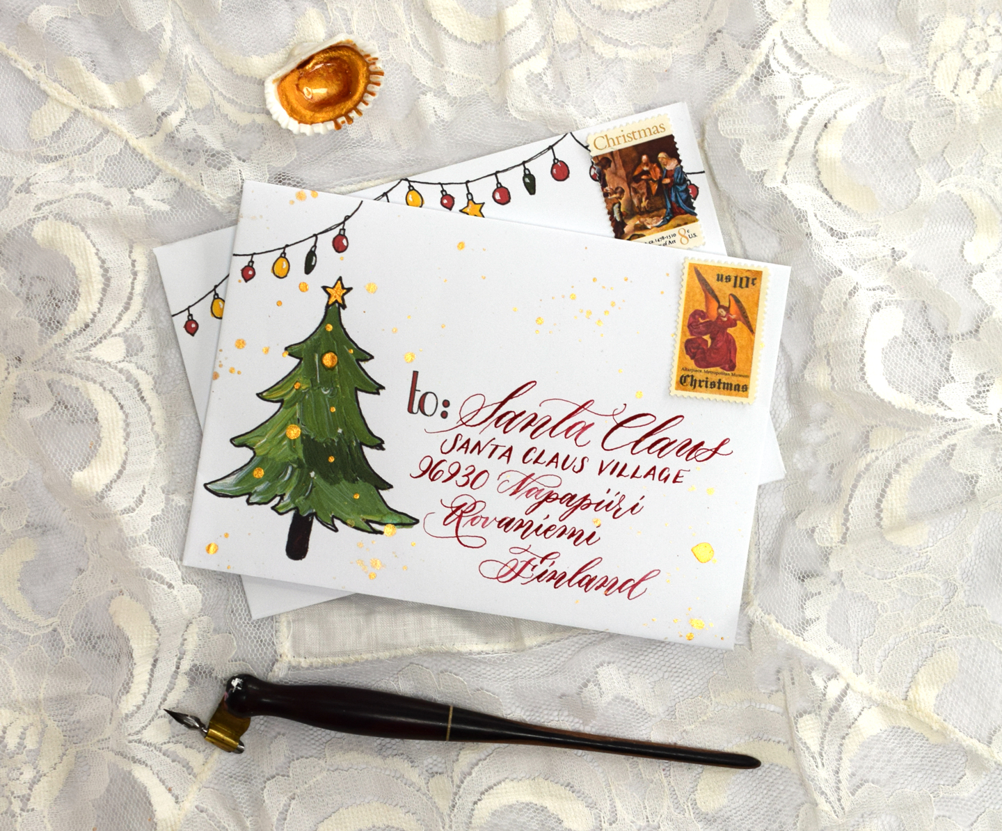Free christmas tree + lights printable mail art templates – the postman's  knock