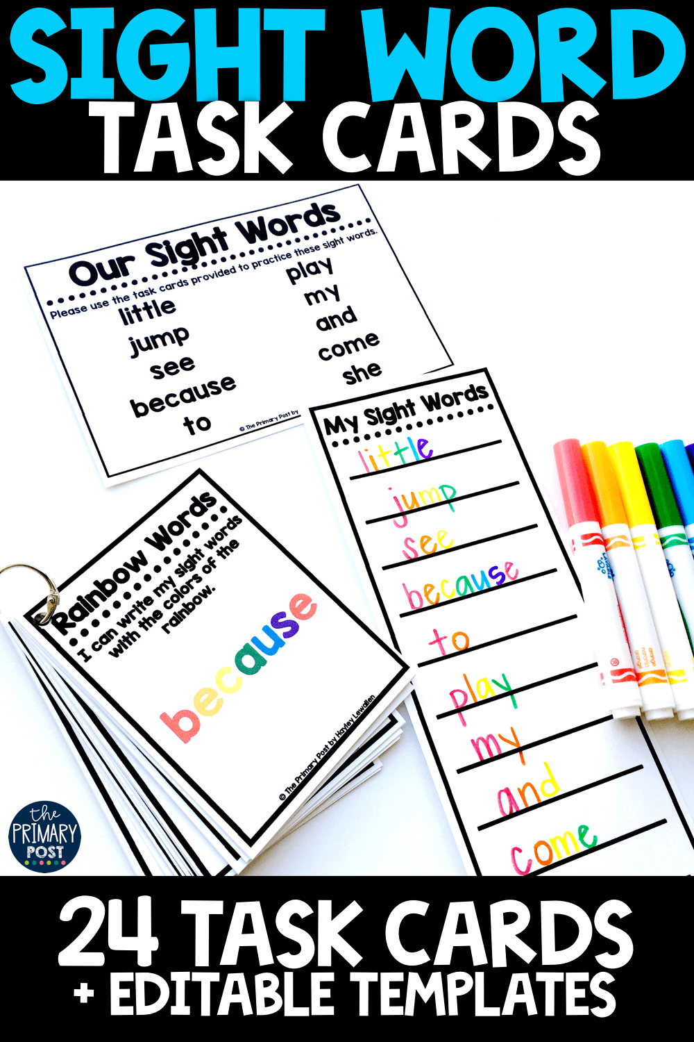 The sight words are editable in this resource. Sight Word Task Cards The Primary Post