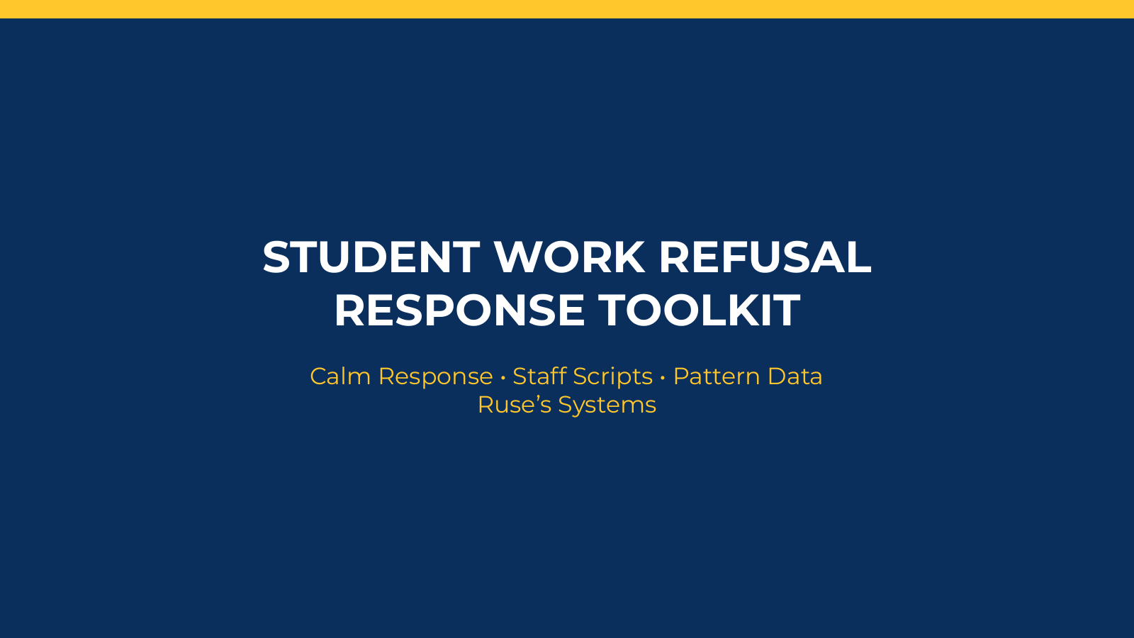 Student Work Refusal Toolkit | Staff Scripts, Response Guide & Data Tracker
