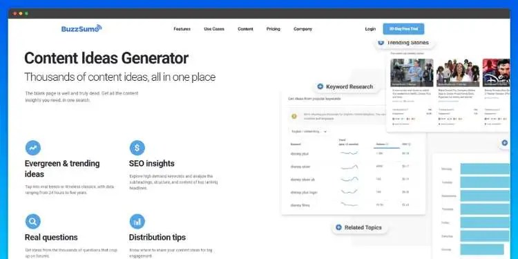 BuzzSumo Overview with dashboard