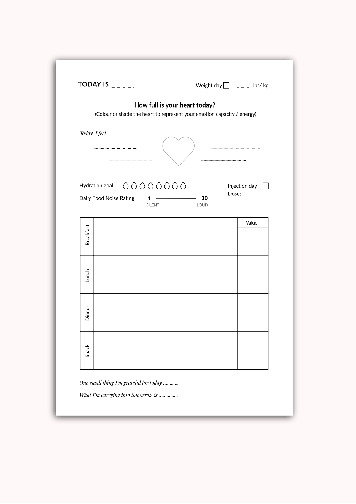 A guided reflection page inside The Quiet Journal