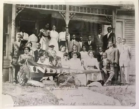 Historic photo of Kappa Alpha Psi members at Fraternity house.