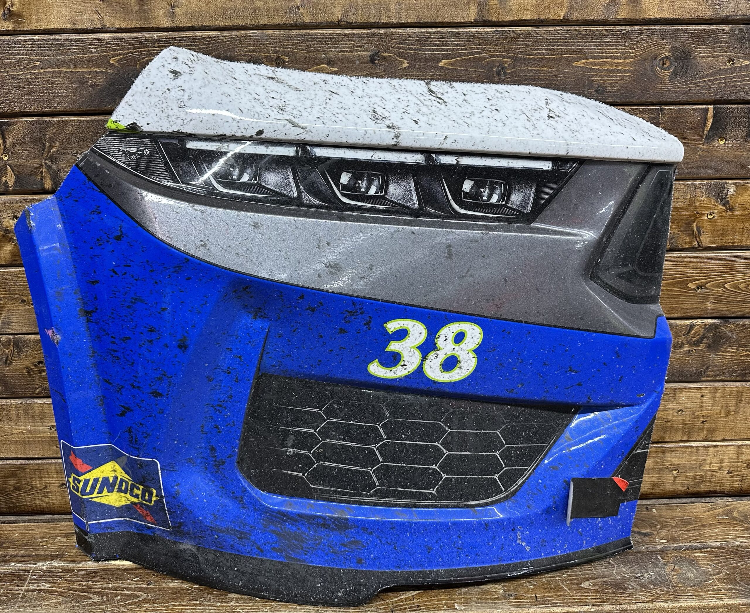 NASCAR #38 Zane Smith 2025 Race Used Aaron’s Corner Nose Front Row