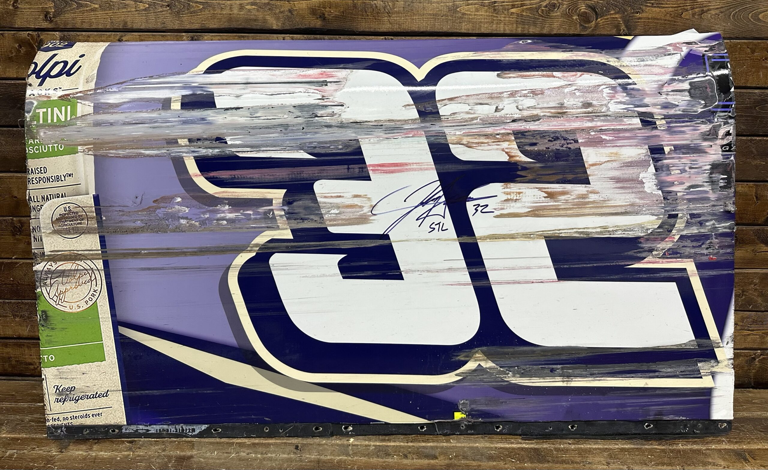 NASCAR #32 Jordan Anderson Race Used AUTOGRAPHED Volpi Foods Door Panel