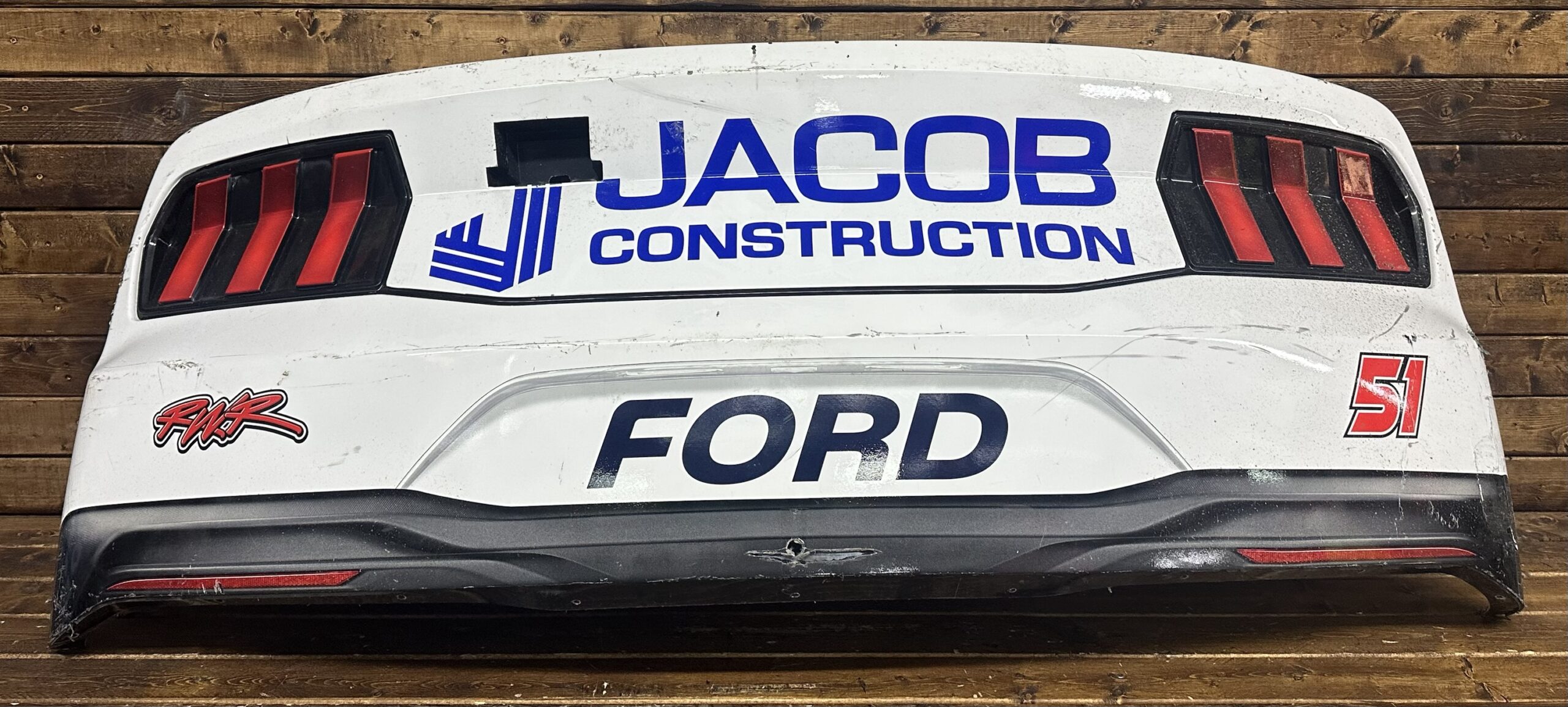 NASCAR #51 Cody Ware 2025 Race Used Jacob Construction Rear Bumper