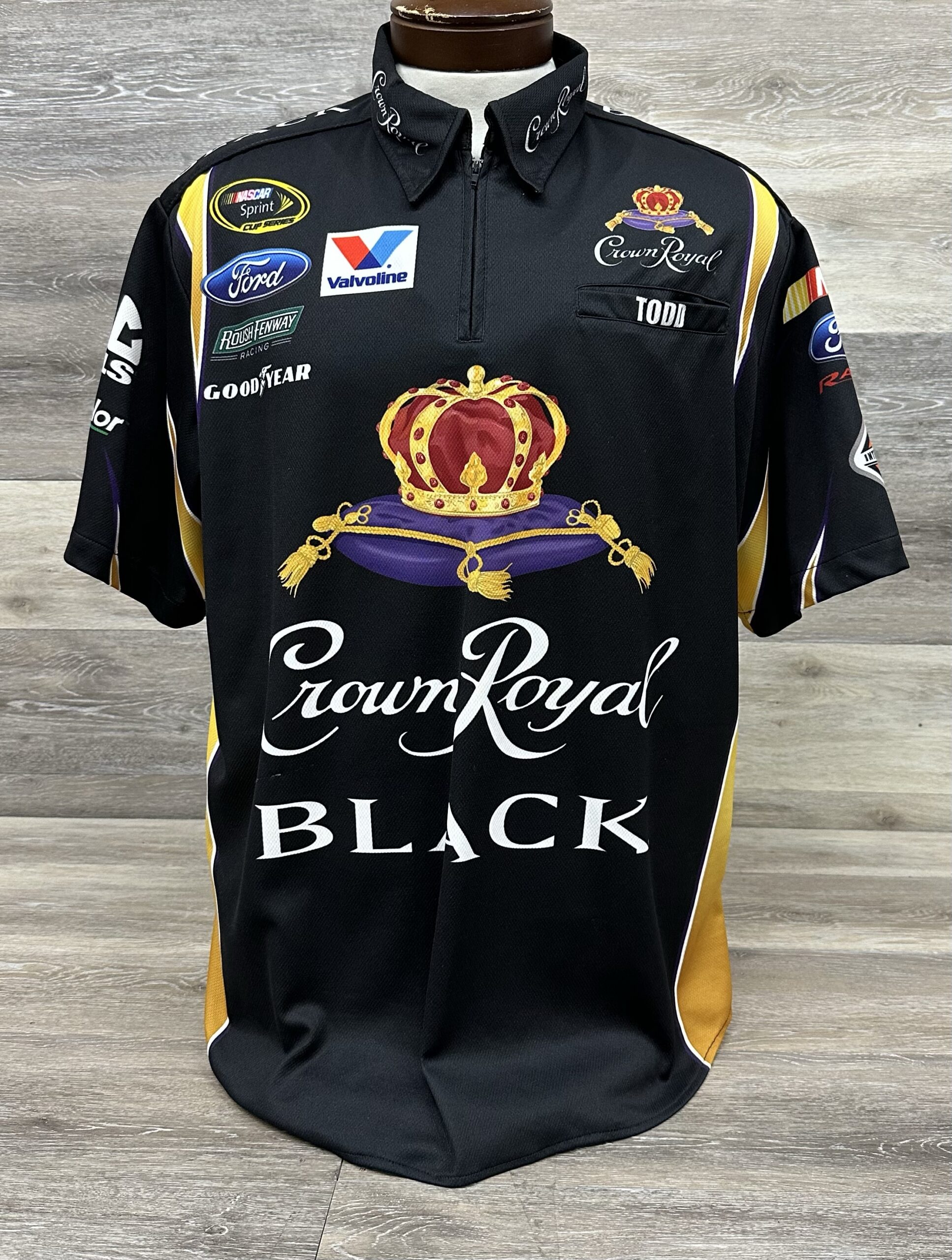 NASCAR Roush Fenway Team Issued Crown Royal Black Crew Shirt Size XL