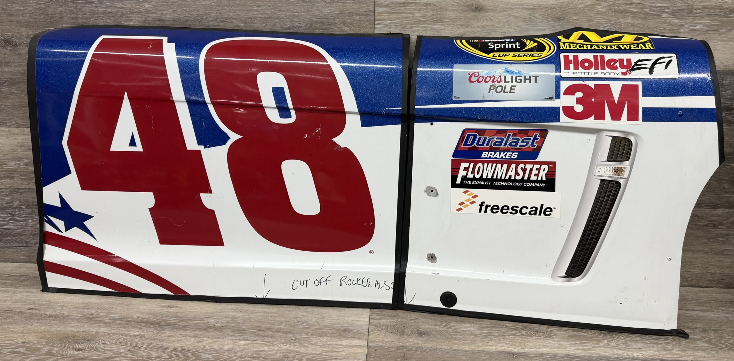 NASCAR #48 Jimmie Johnson 2015 Race Used Patriotic Lowe’s Door and Contingency Panel
