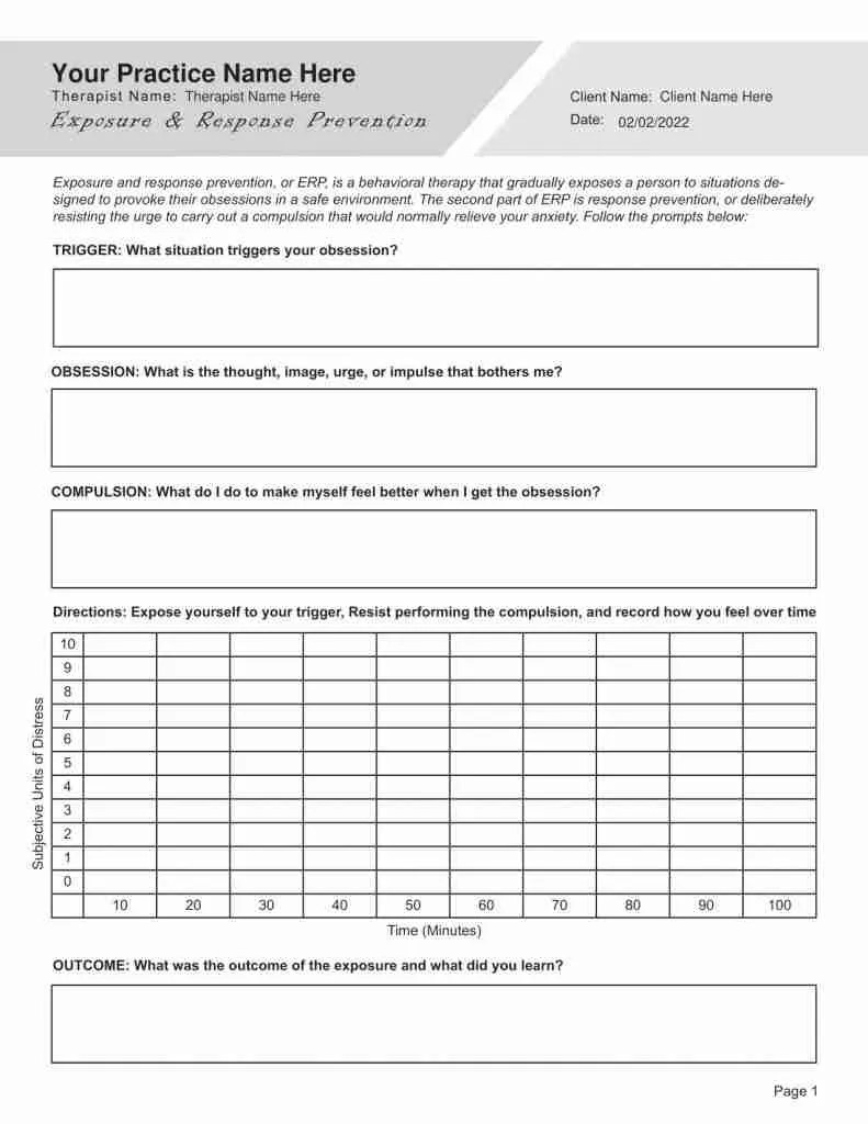 Exposure & response prevention worksheet pdf