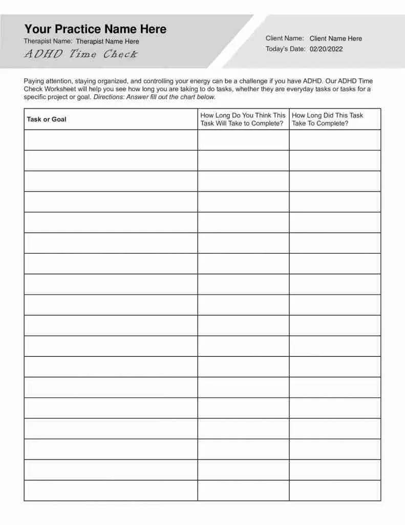 Adhd worksheets bundle pdf templates