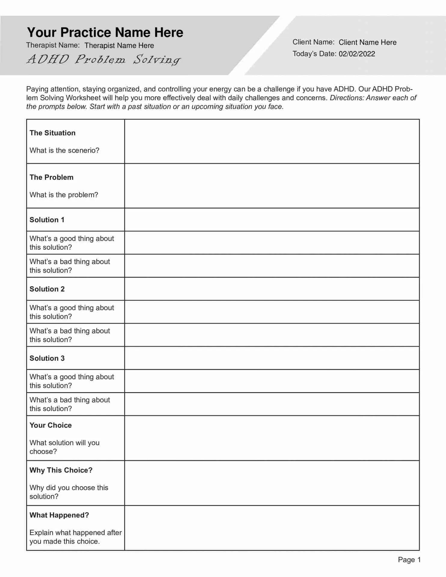 Adhd worksheets bundle (editable, fillable, printable pdfs