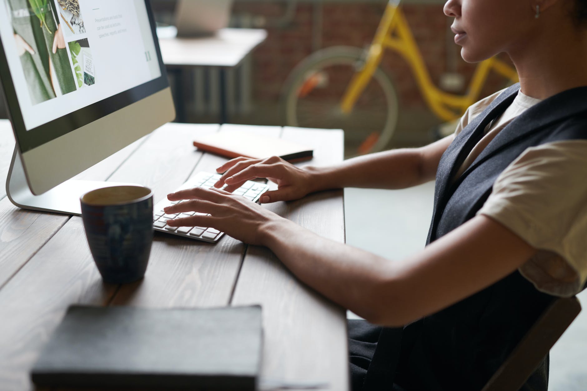 photo of person using computer