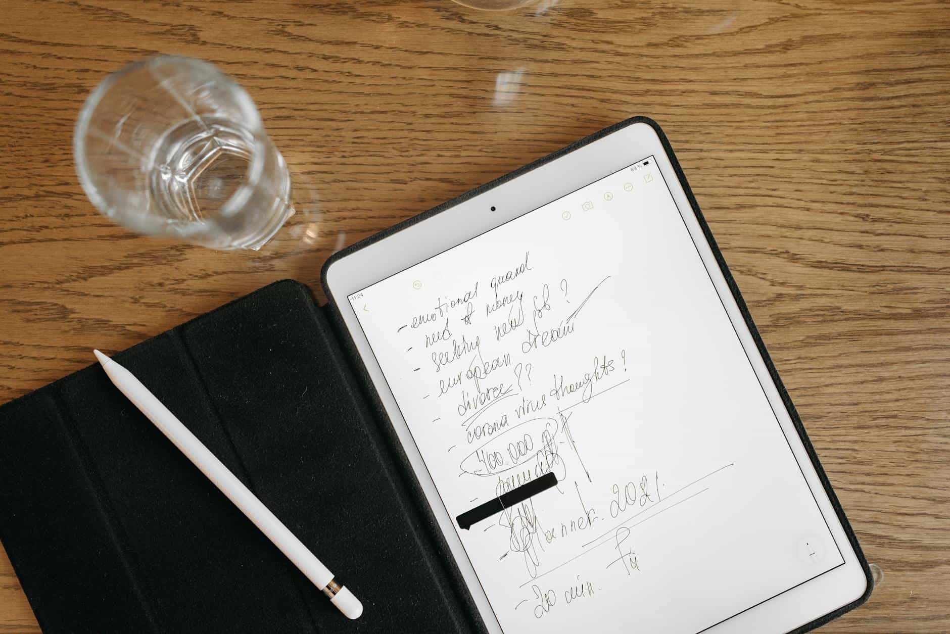 a note on an ipad