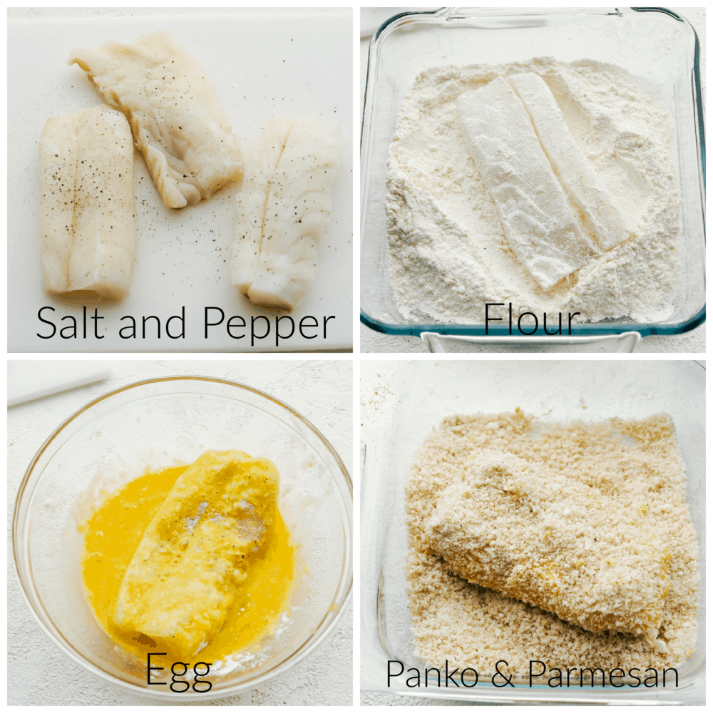 Air Fryer Cod will change the way you eat fish! Crispy golden outside and flakey tender inside, you are going to love this! Seasoning, and breading the cod.