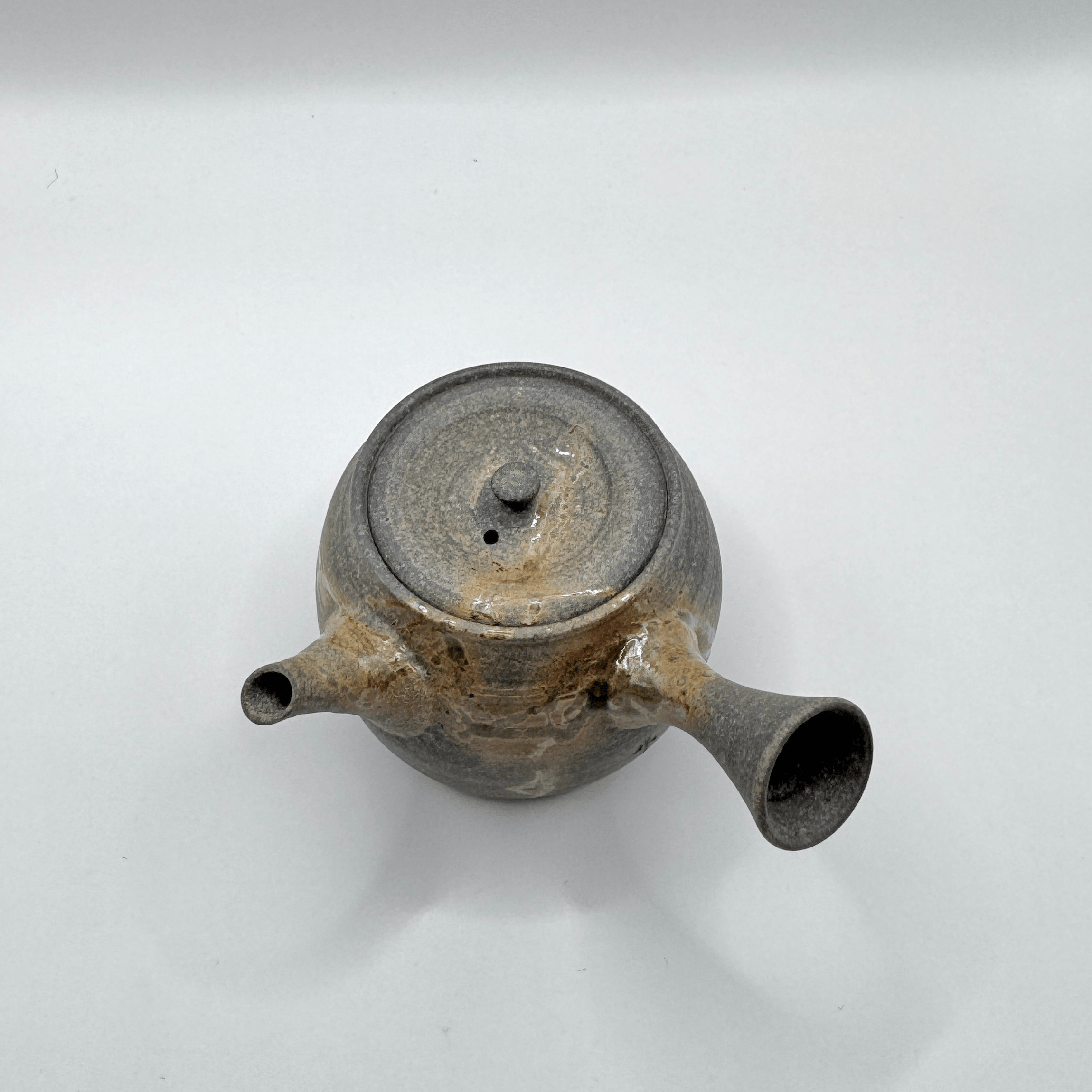 常滑燒＿義翠窯＿藻掛燒締＿橫手小急須茶壺