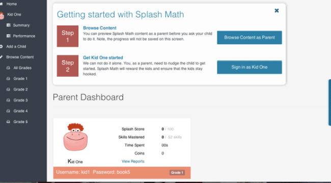 Splash Math Getting Started