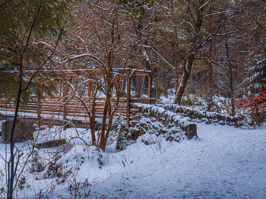 Bridge covered in snow