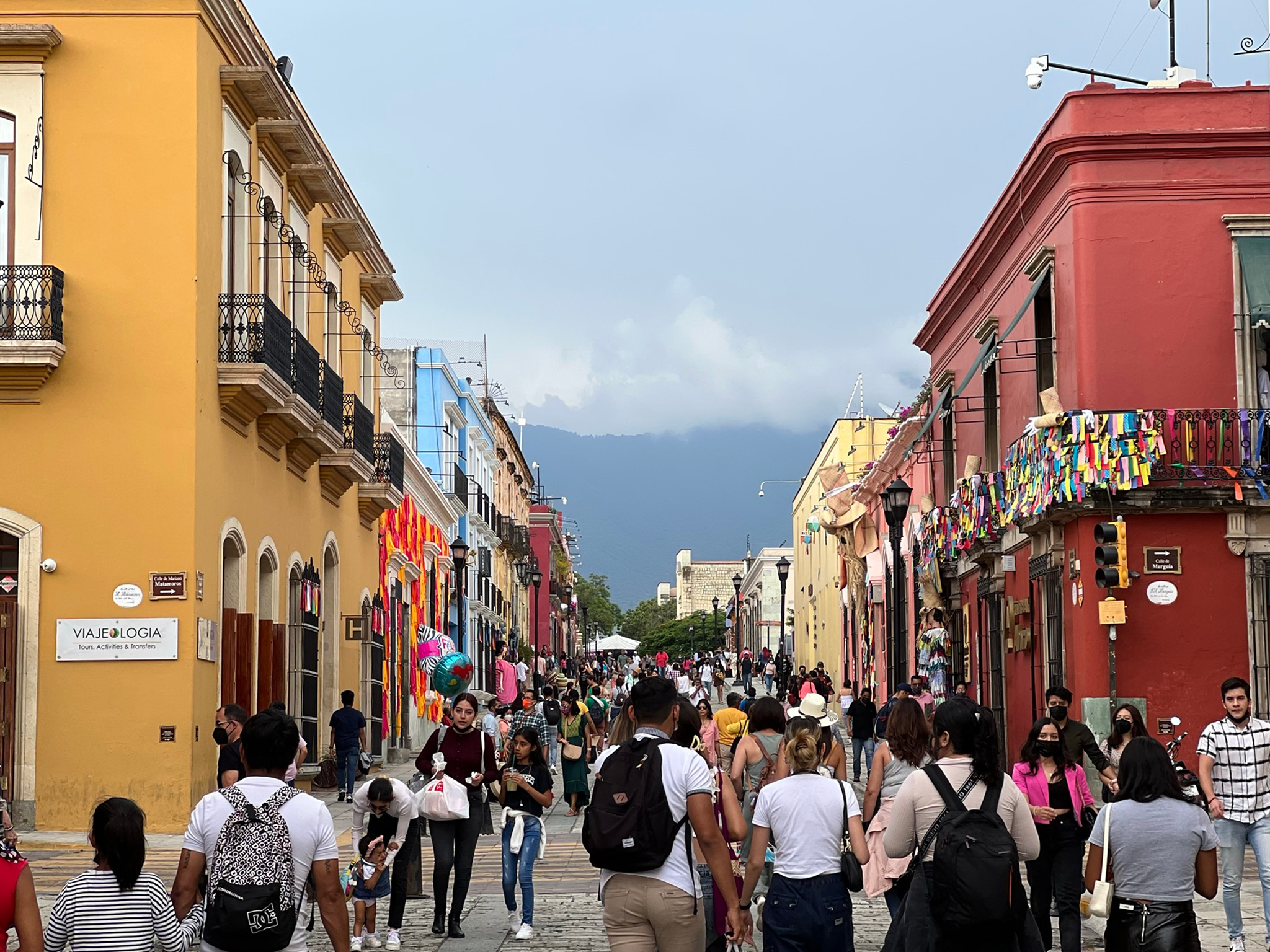 Busy street in the city centre