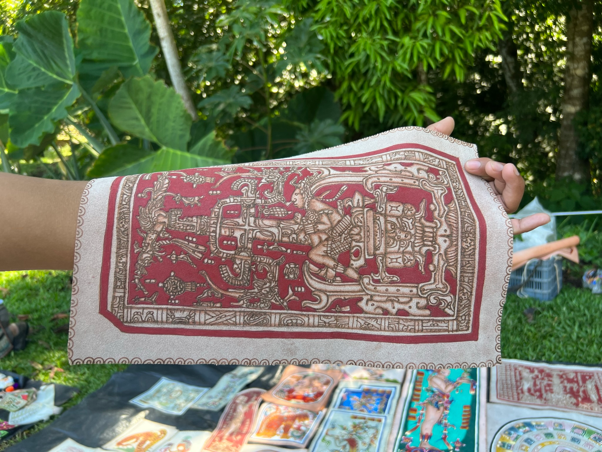 Drawing featuring the carving on Pakal's tomb