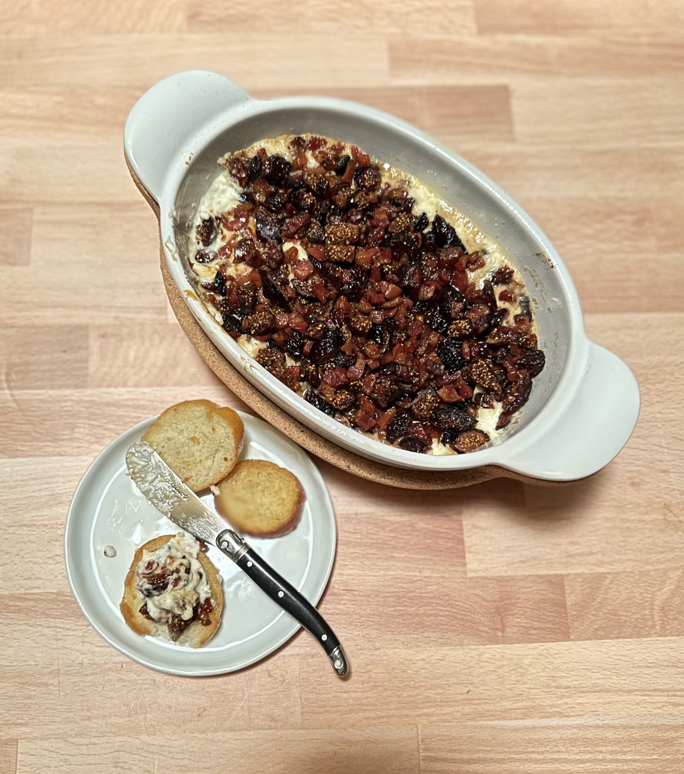 Baked Whipped Goat Cheese with Pancetta and Fig