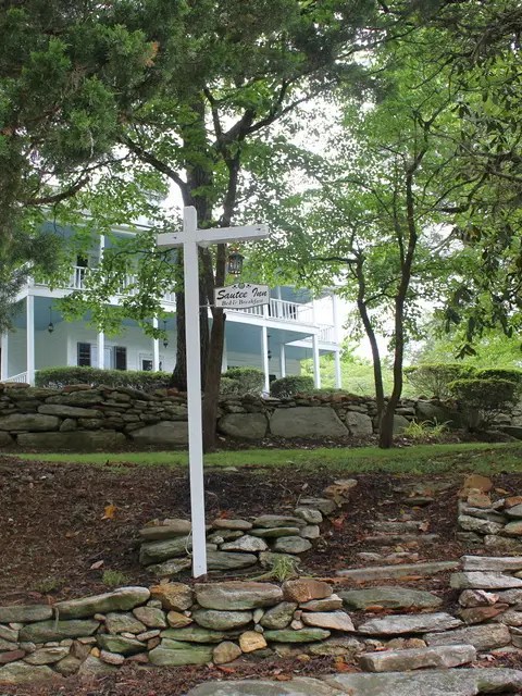 Original, restored stone path leading to the Sautee Inn