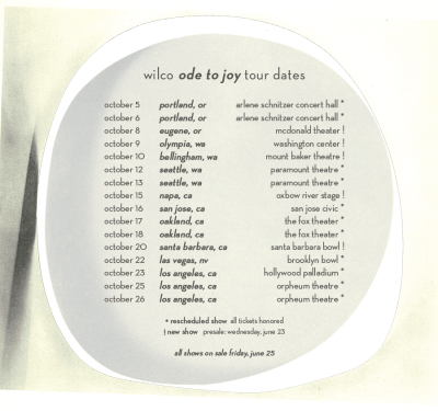 Wilco Ode To Joy Tour 2021