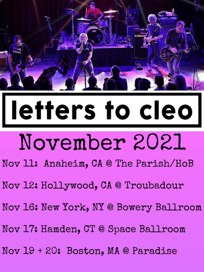 Letters To Cleo November Tour 2021