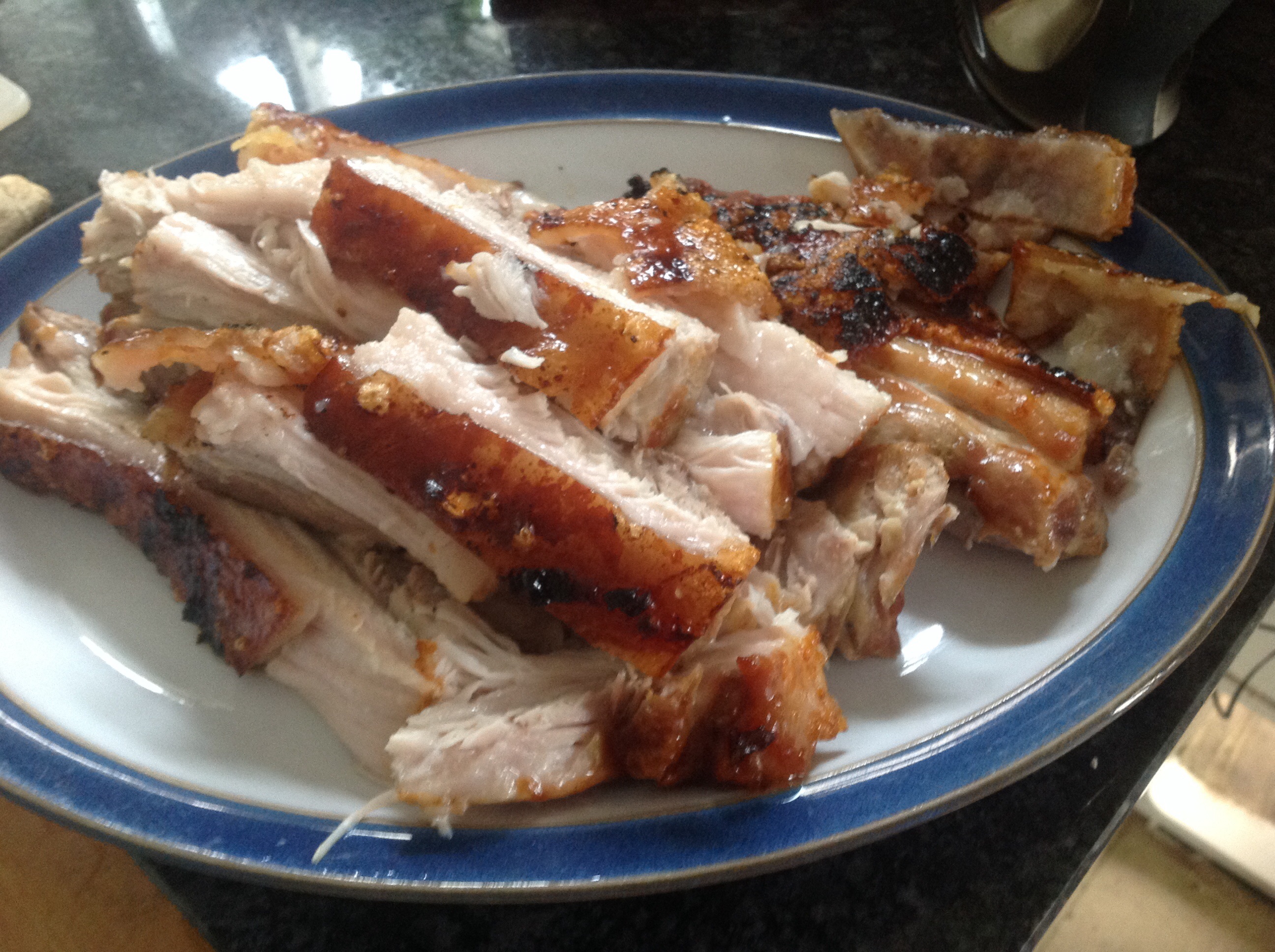 Sliced roast belly of pork