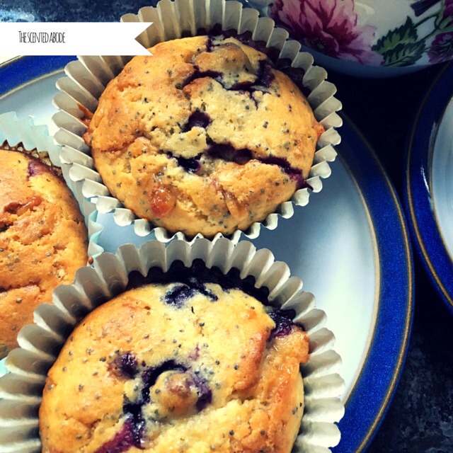 Marzipan and Blueberry Muffins