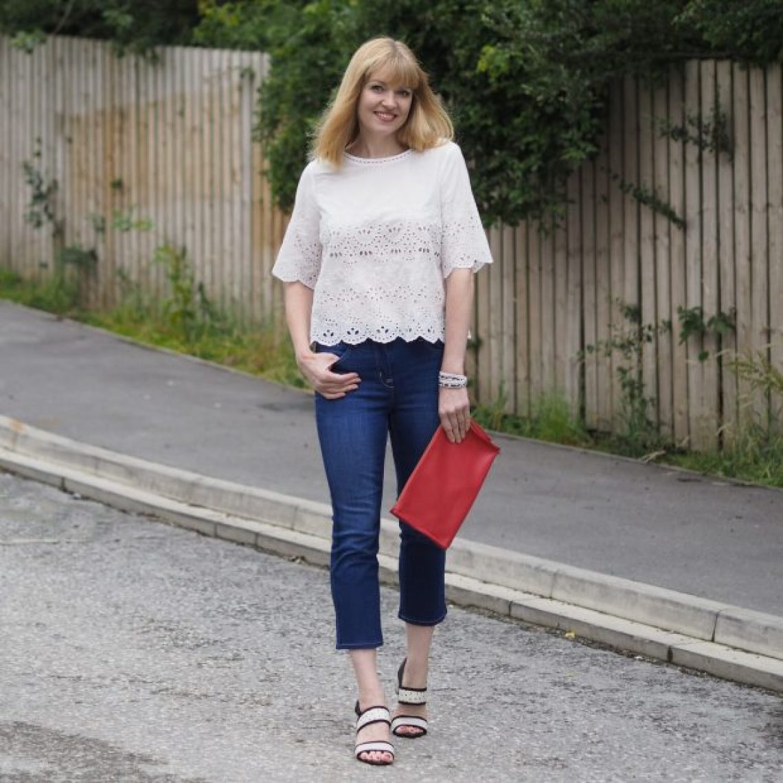 Marks and spencer white top broderie