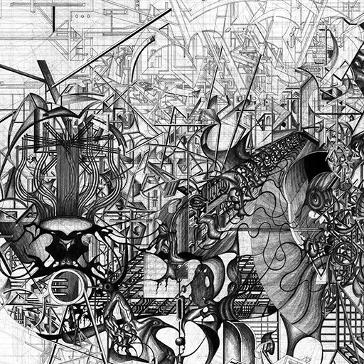 Pencil sketch of fantasy architecture.