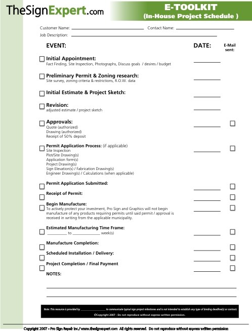 Free Sign Shop Forms | The Sign Expert .com