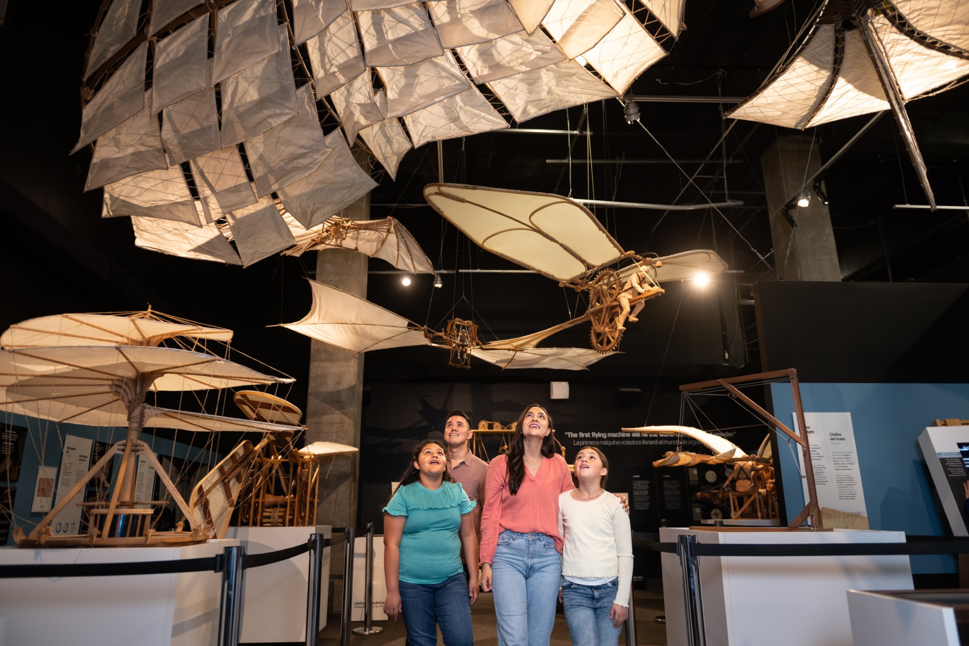 A family at California Science Center Da Vinci's exhibit
