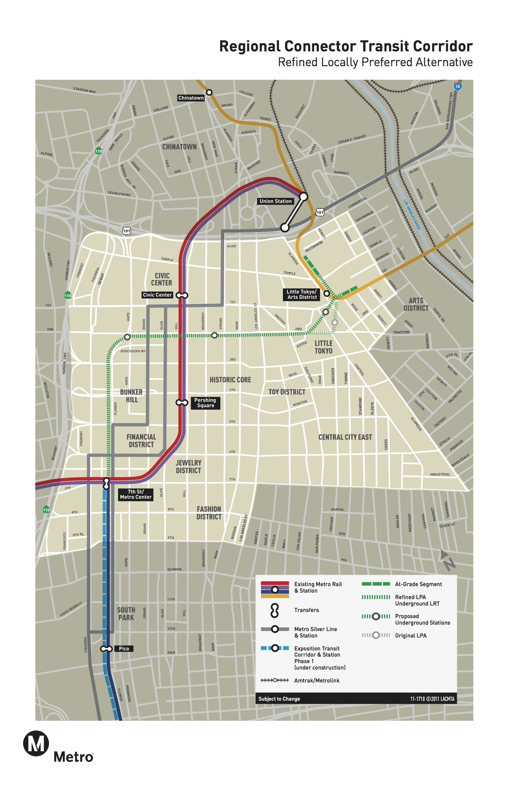 Regional Connector Transit Corridor Refined Locally Preferred Alternative Map