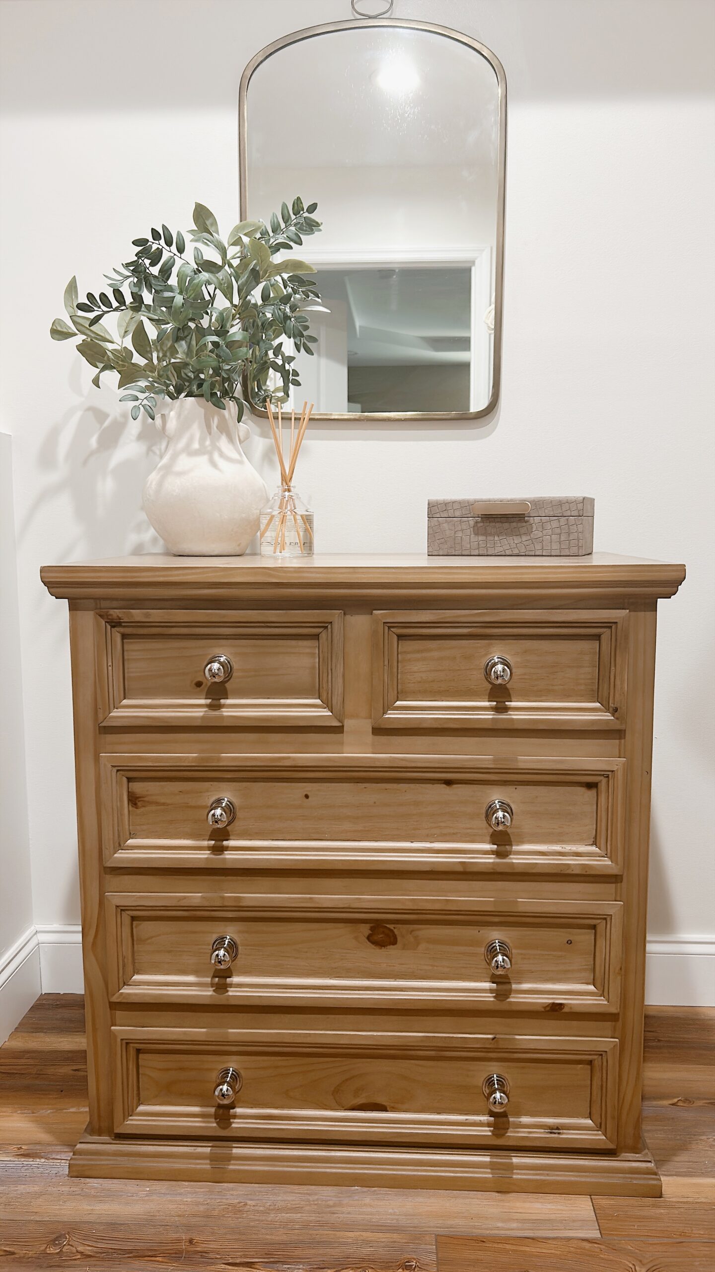solid wood dresser with designer dupe details