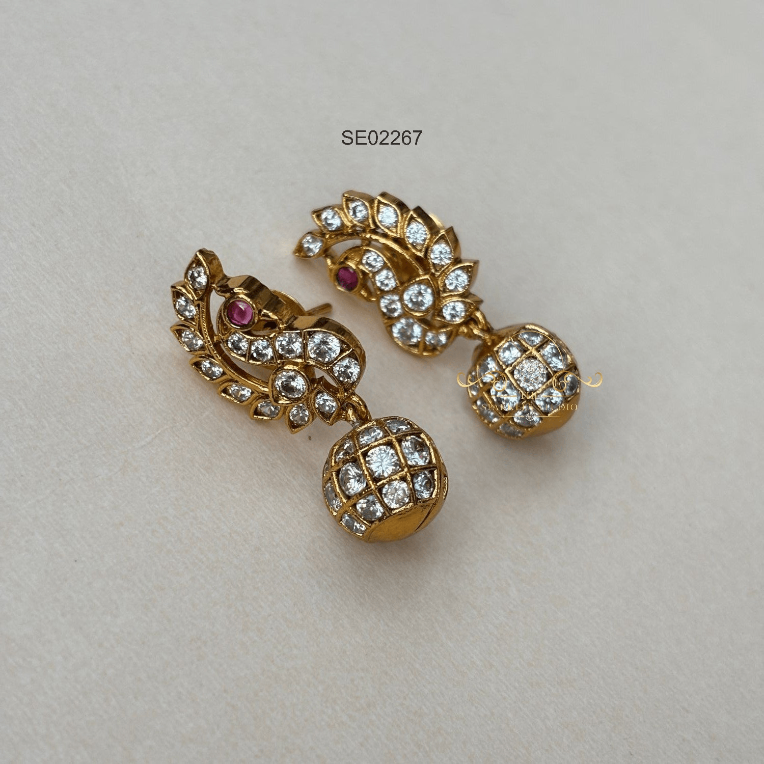 Peacock Ball Drop Earrings