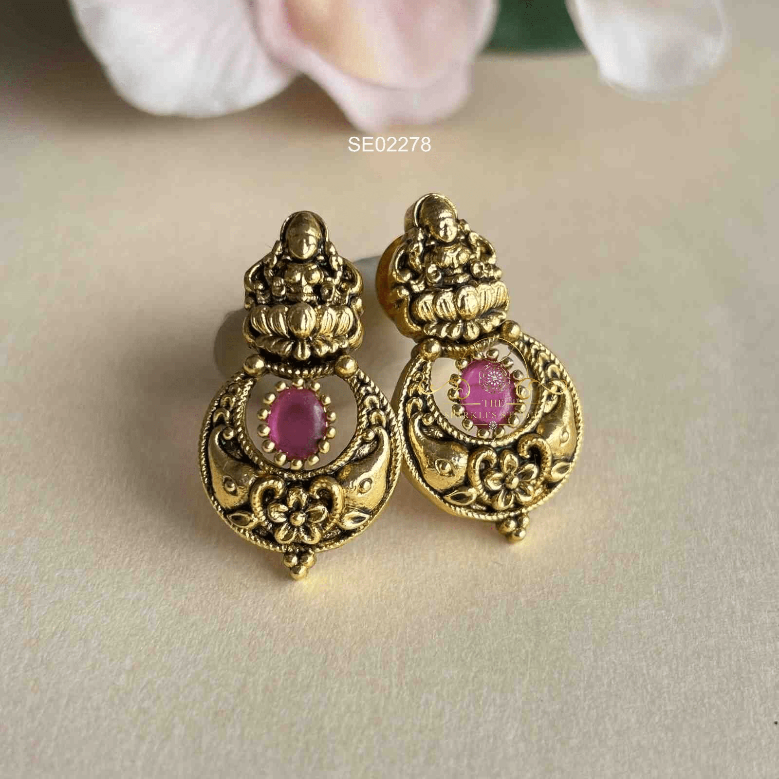 Antique Goddess Lakshmi Drop Earrings