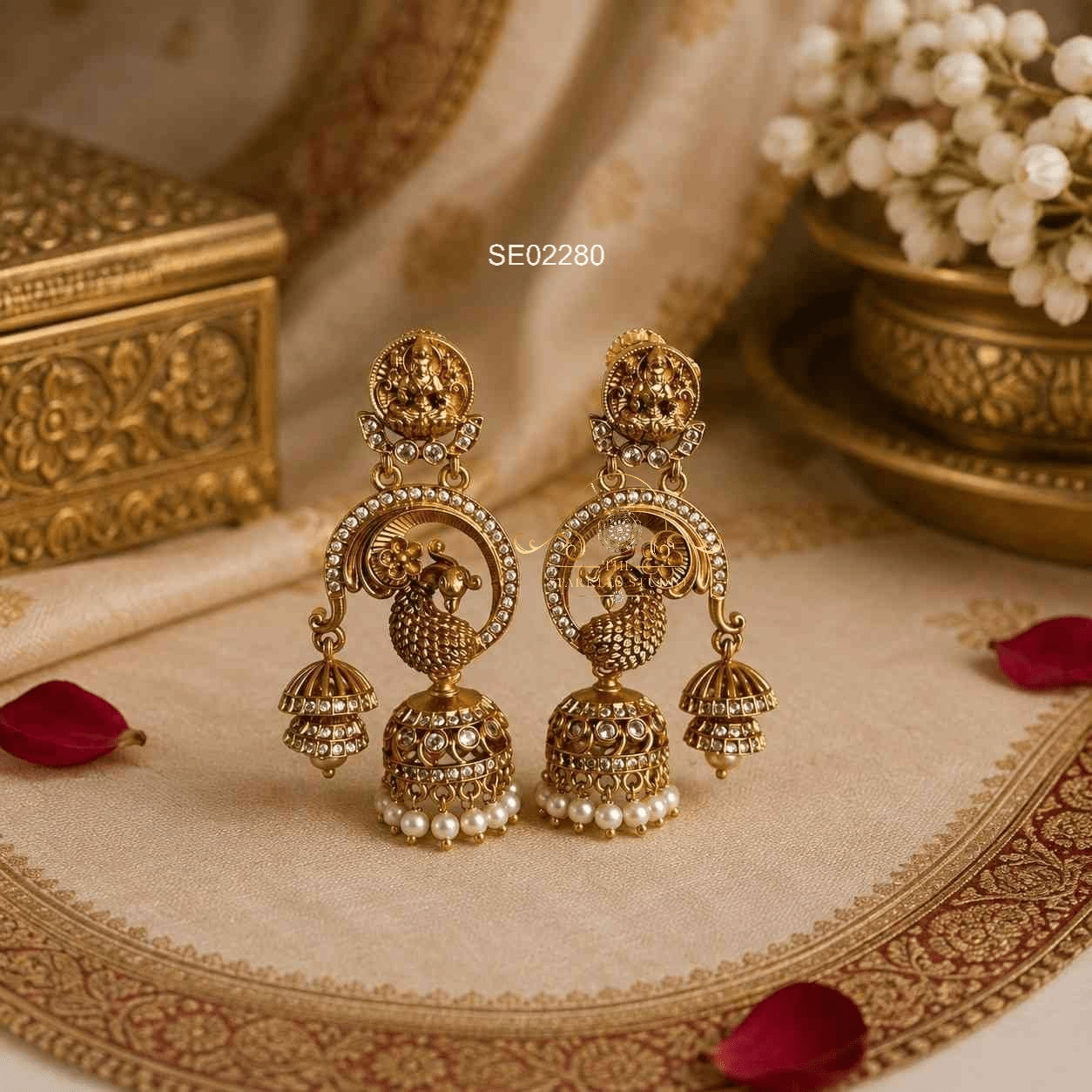 Unique Gold Finish Peacock Earrings