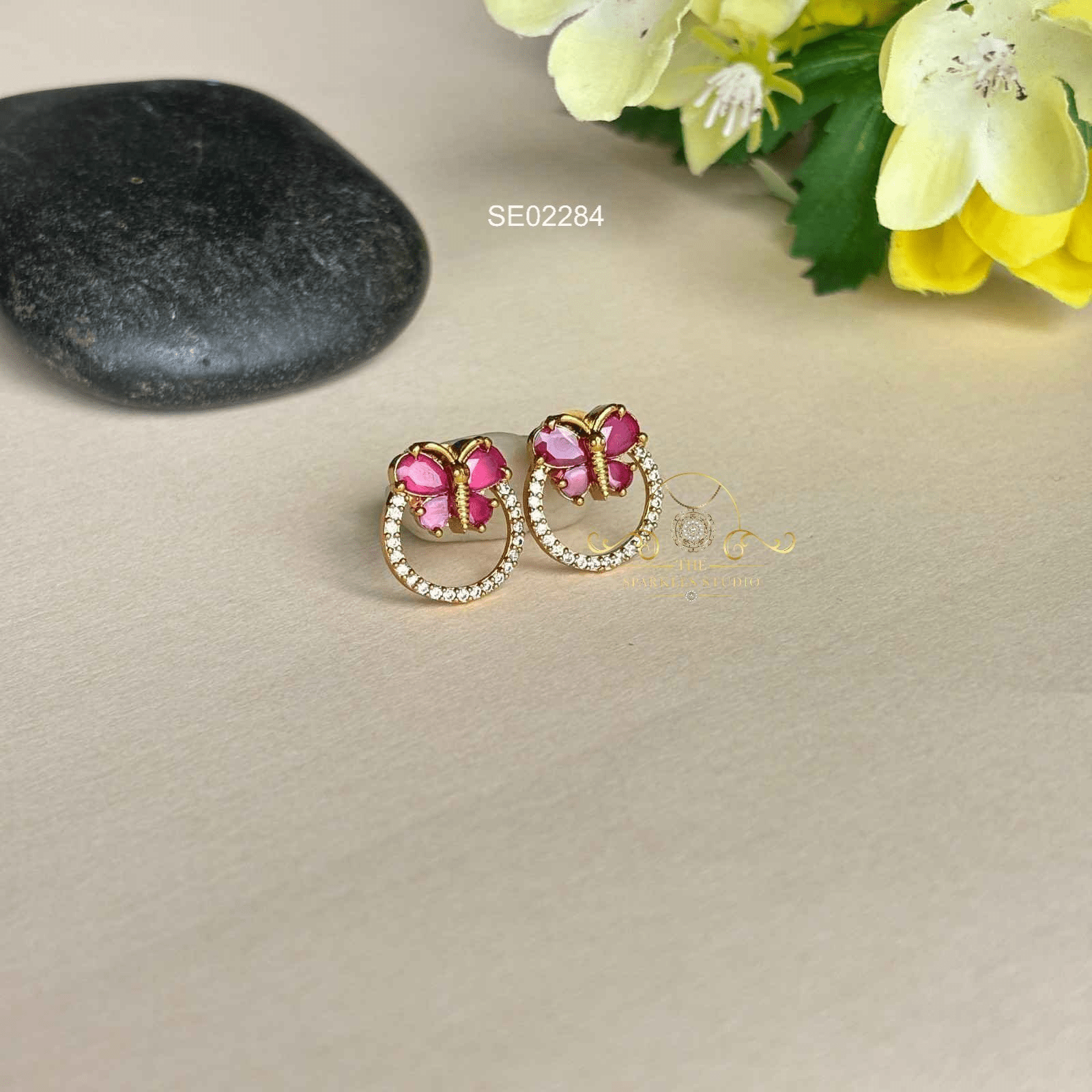 Ruby Butterfly Earrings