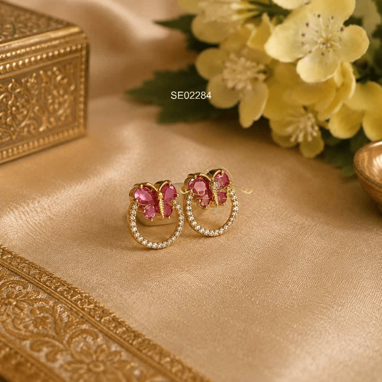 Ruby Butterfly Earrings