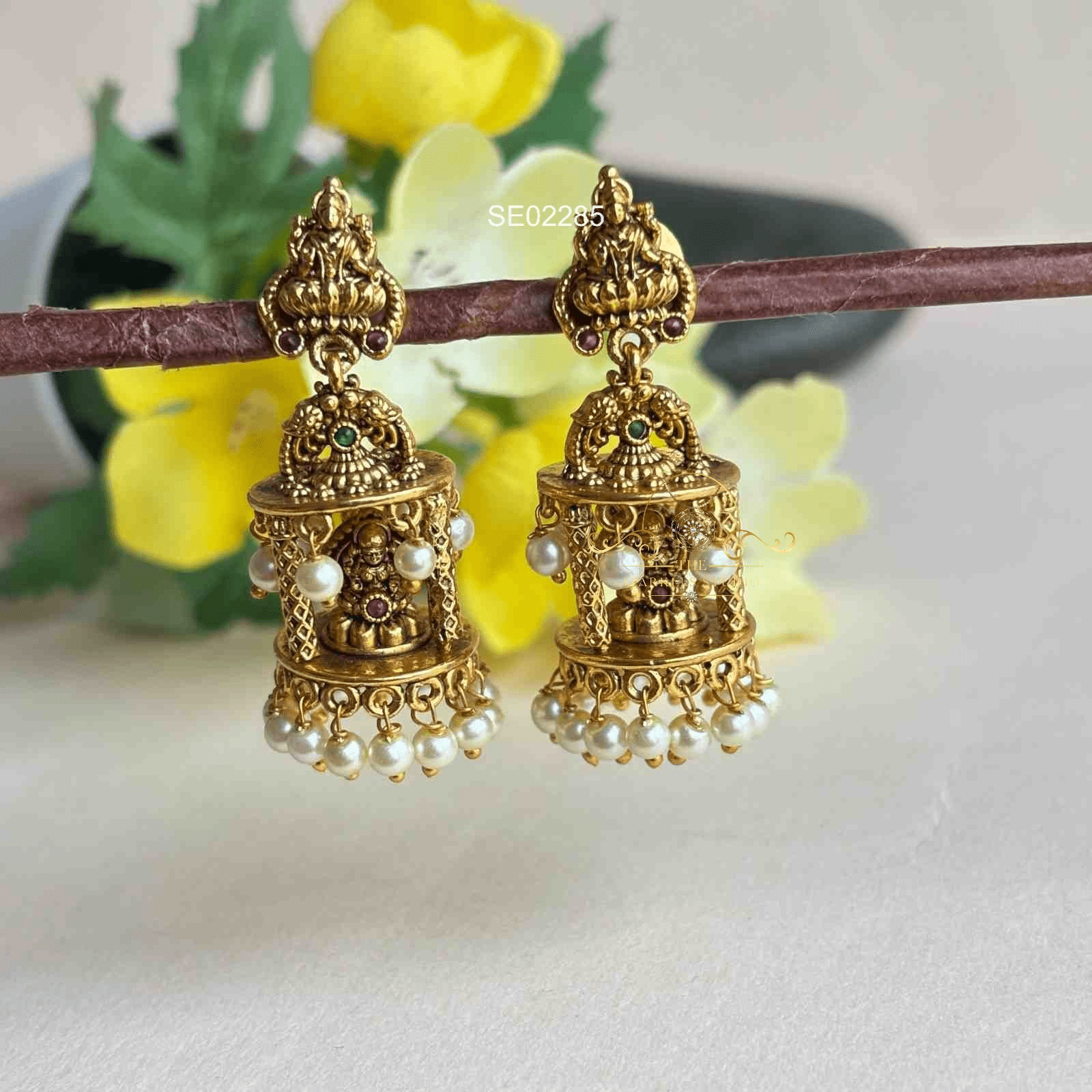 Goddess Lakshmi Pearl Jhumki