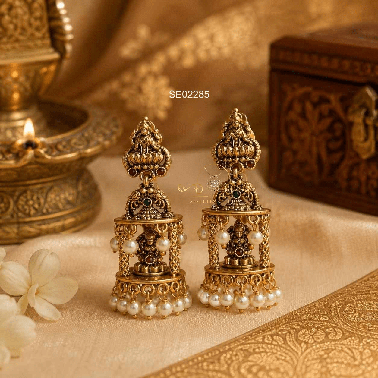 Goddess Lakshmi Pearl Jhumki