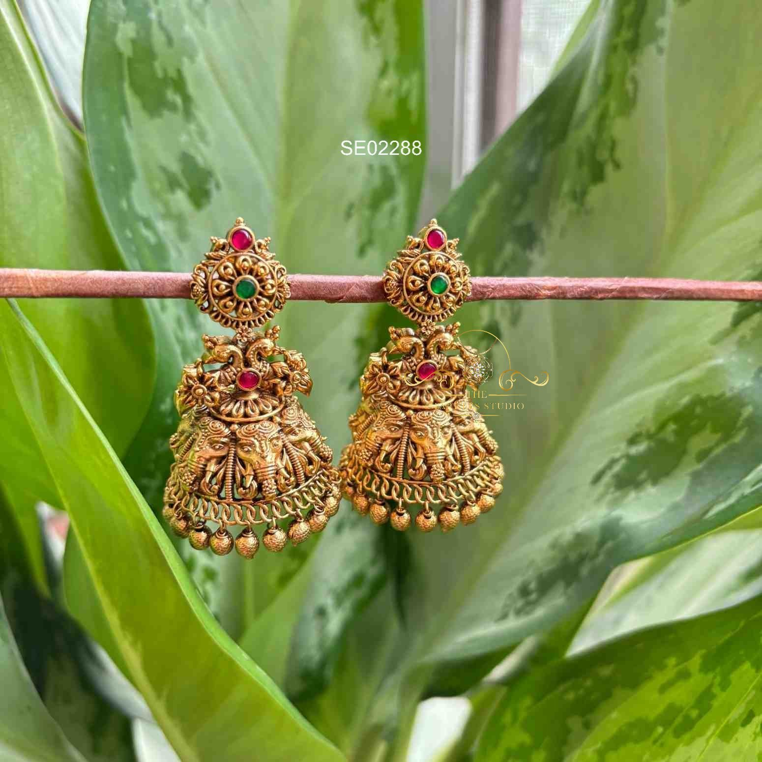 Bridal Elephant Peacock Jhumkis