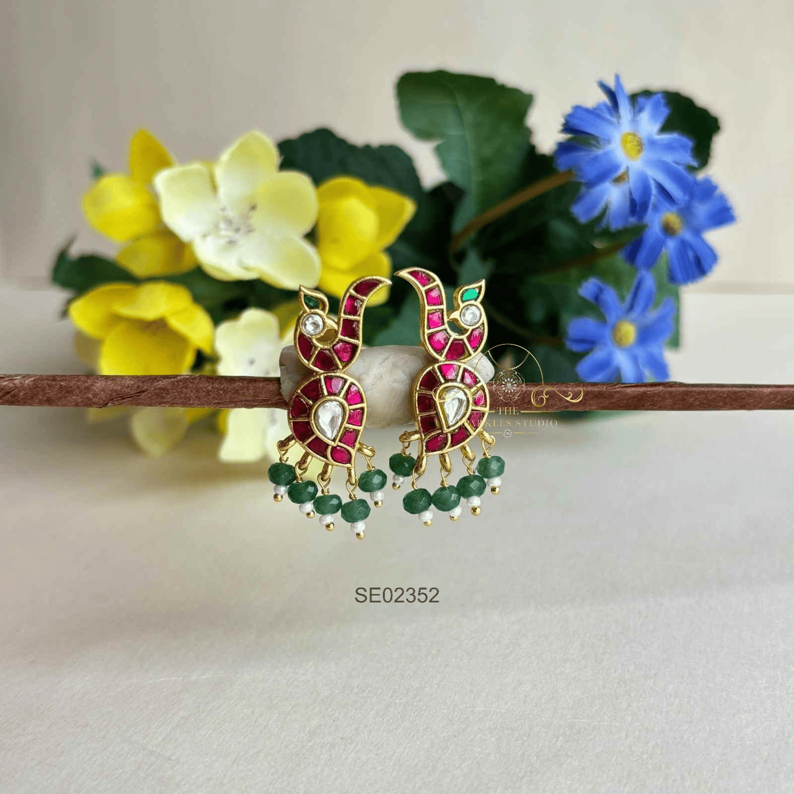 Jadau Peacock Earrings