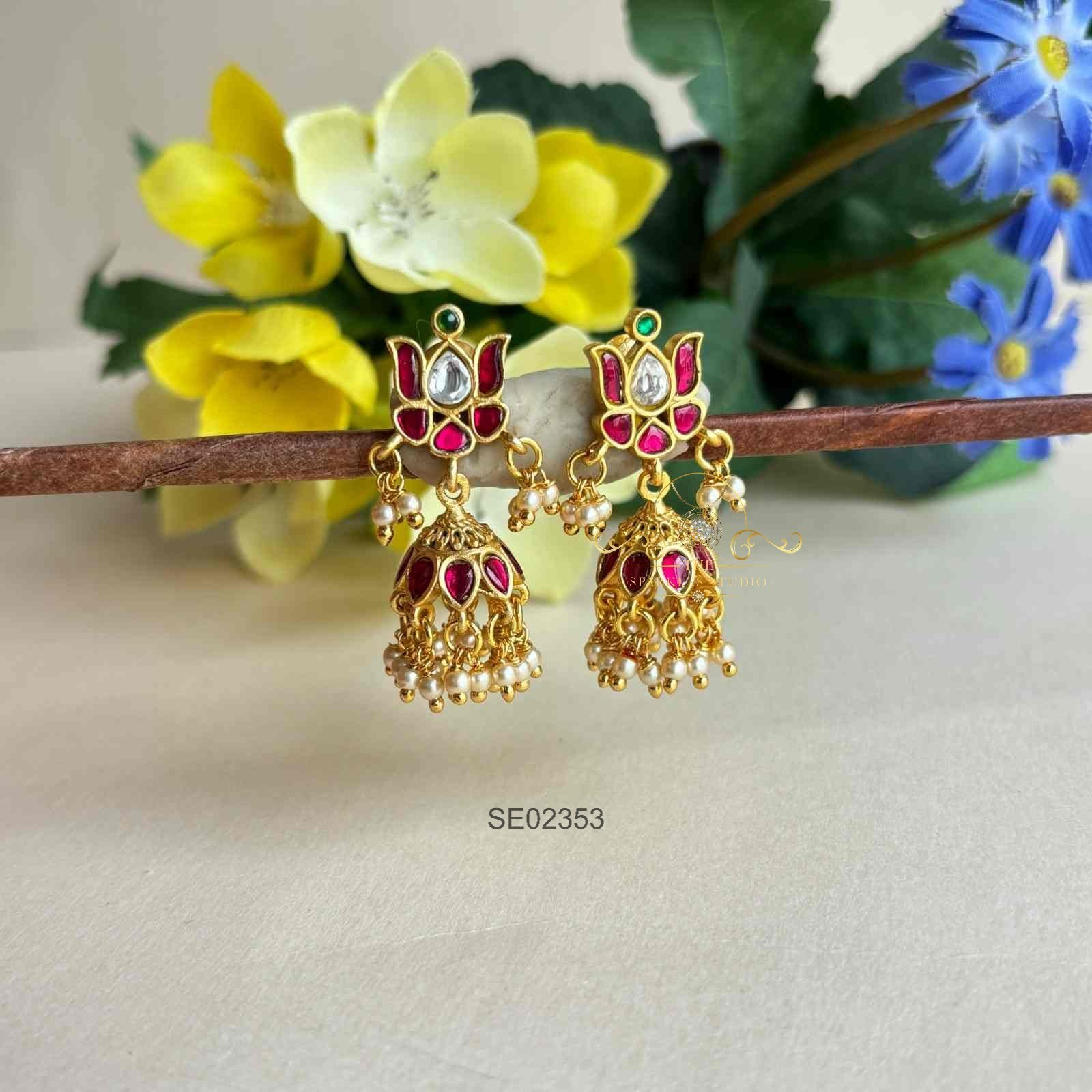 Jadau Lotus Jhumki