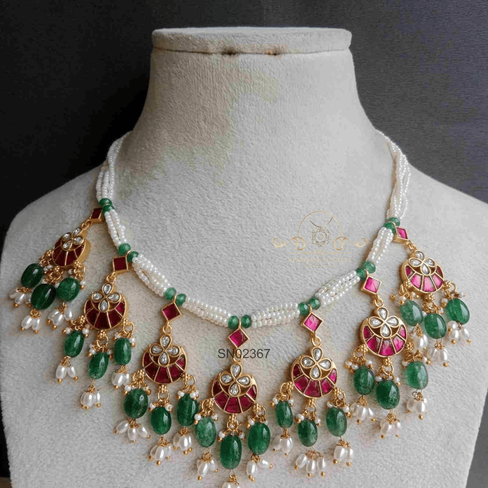 Pearl Necklace with Jadau Kundan Drops