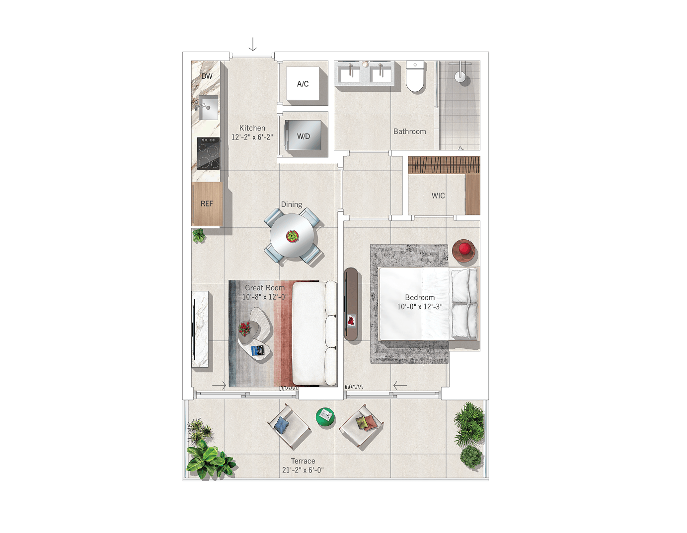 Residence 05 (1BR/1BA) floor plan