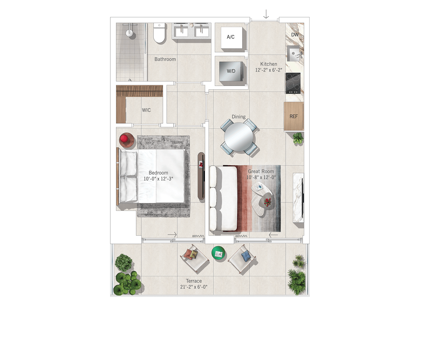 Residence 06 (1BR/1BA) floor plan