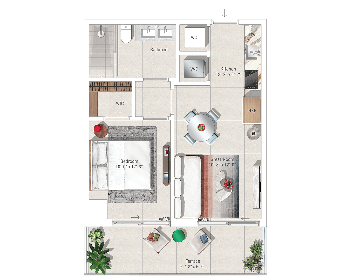 Residence 07 (1BR/1BA) floor plan